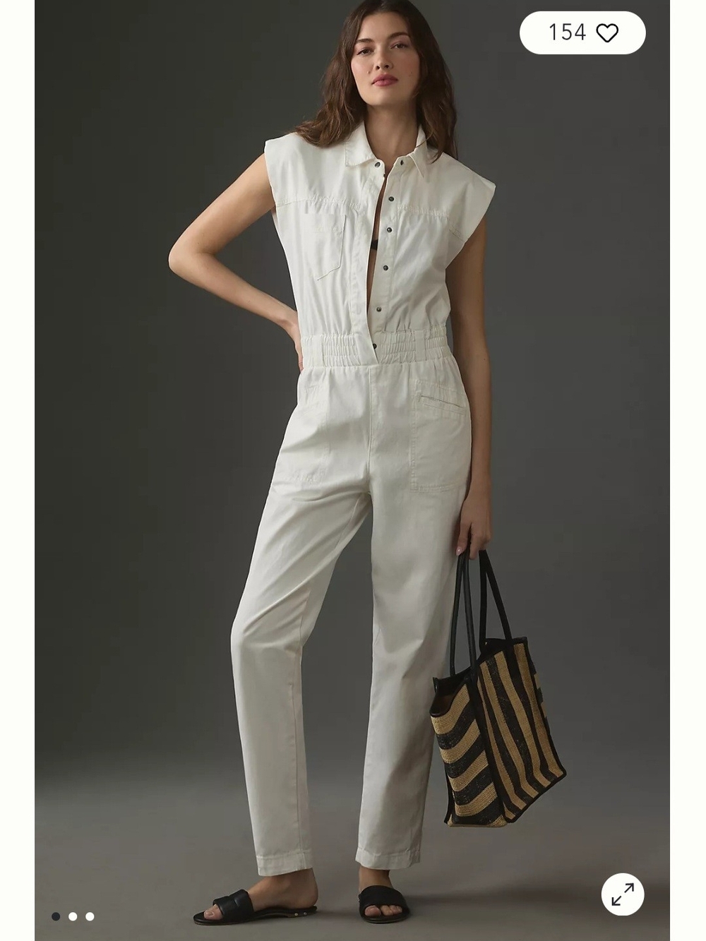 pistola Off-White Sleeveless Button-Front Jumpsuit